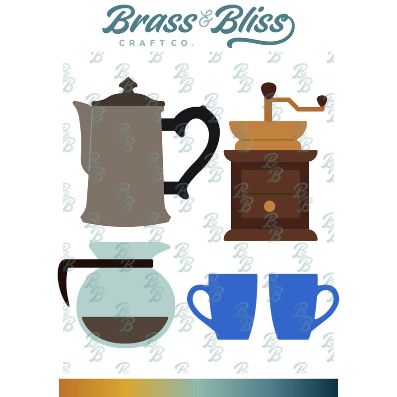 5607-05D Coffee Pots and Cups Die
