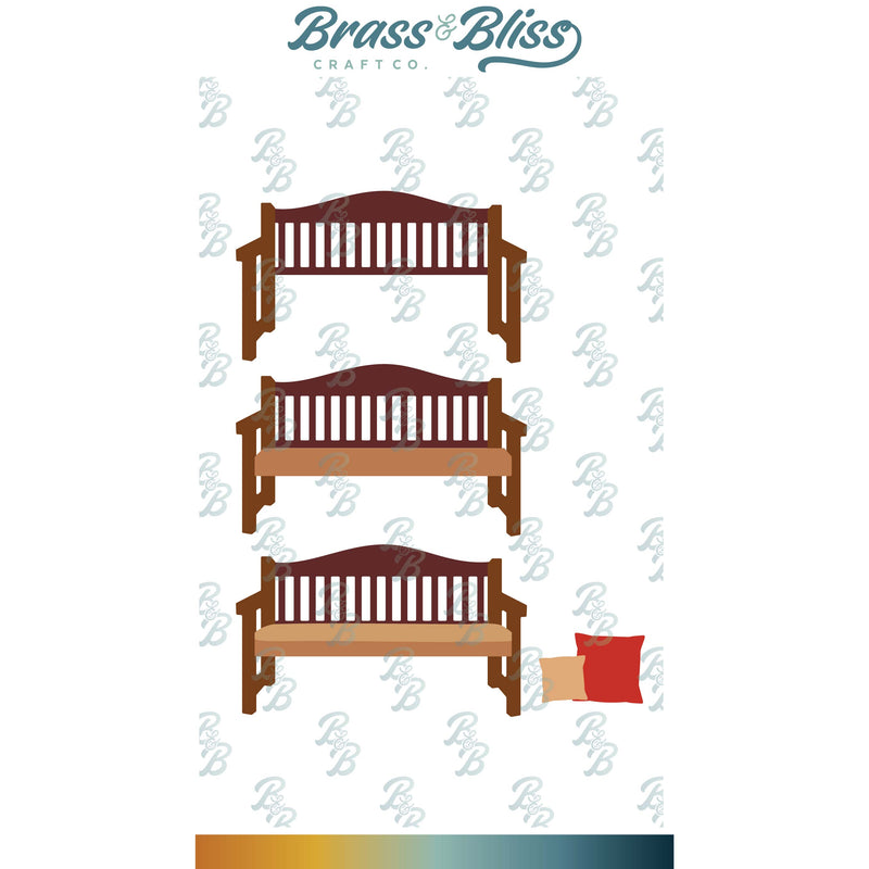 5615-05D Patio Bench with Pillows Die