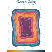 A set of nesting dies with wavy shapes in various sizes, displayed in a rainbow of colors.
