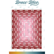 A set of nested rectangle-shaped metal dies used for crafting, with the Brass & Bliss logo at the top.