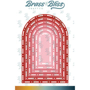 A set of six nested arch-shaped cutting dies with increasing sizes, designed for crafting and scrapbooking.