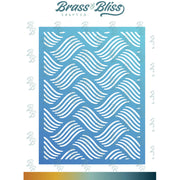 Die with wavy pattern on a blue background, branded 'Brass & Bliss'.