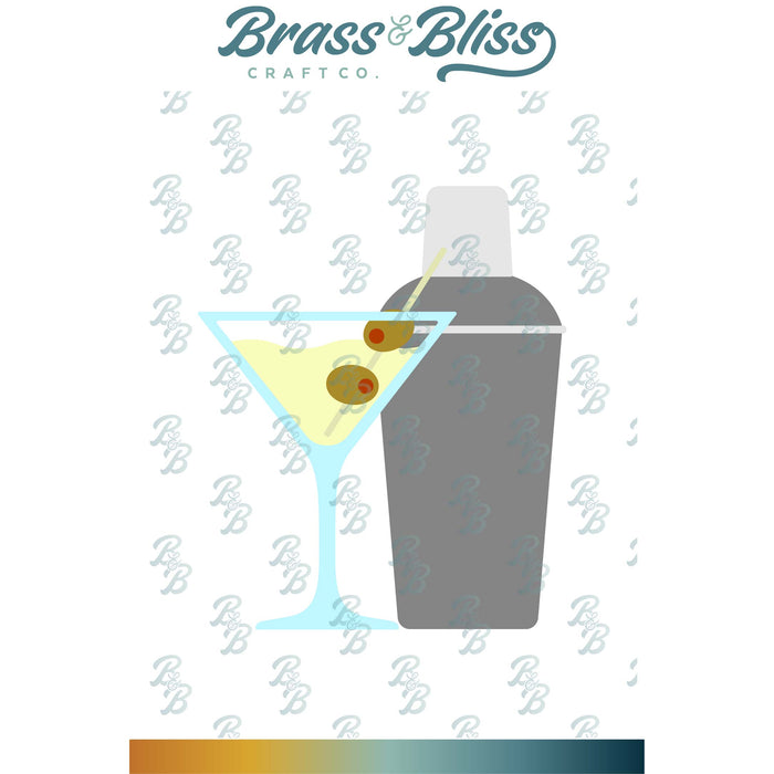 5843D Martini Glass and Shaker Die