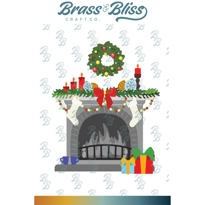 5844-02D Fireplace Christmas add on Die