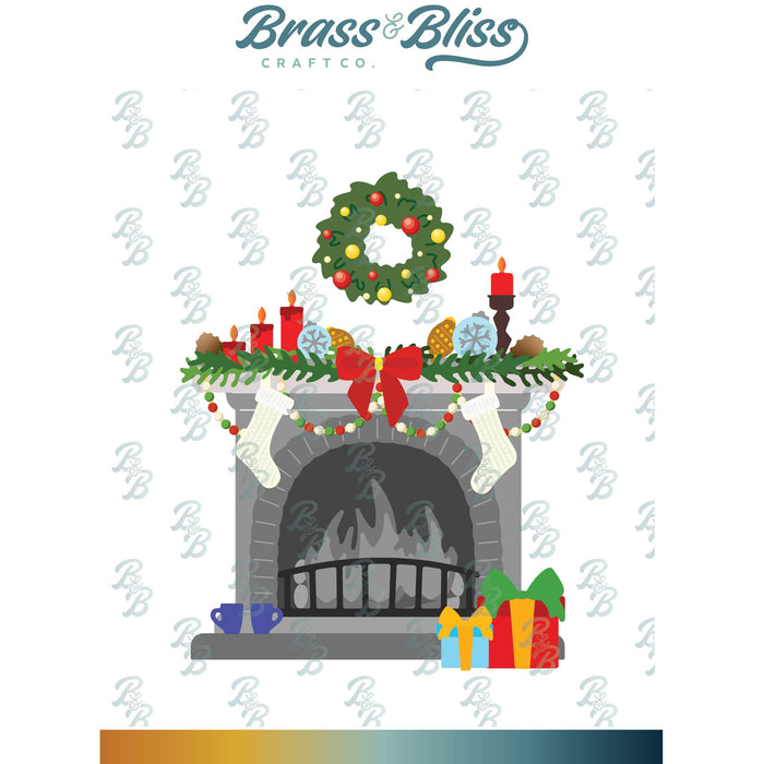 5844-02D Fireplace Christmas add on Die