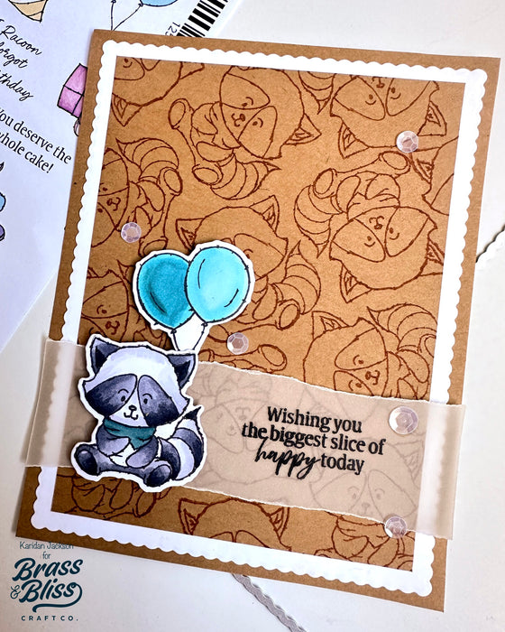 37003 Party Raccoons - 4x8 Stamp Set