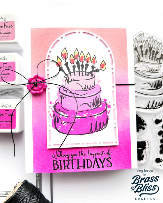 35042 Watercolor Birthday Cake - 4x6 Stamp Set