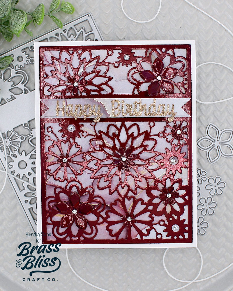 5906D Floral Layer Die w/ Happy Birthday