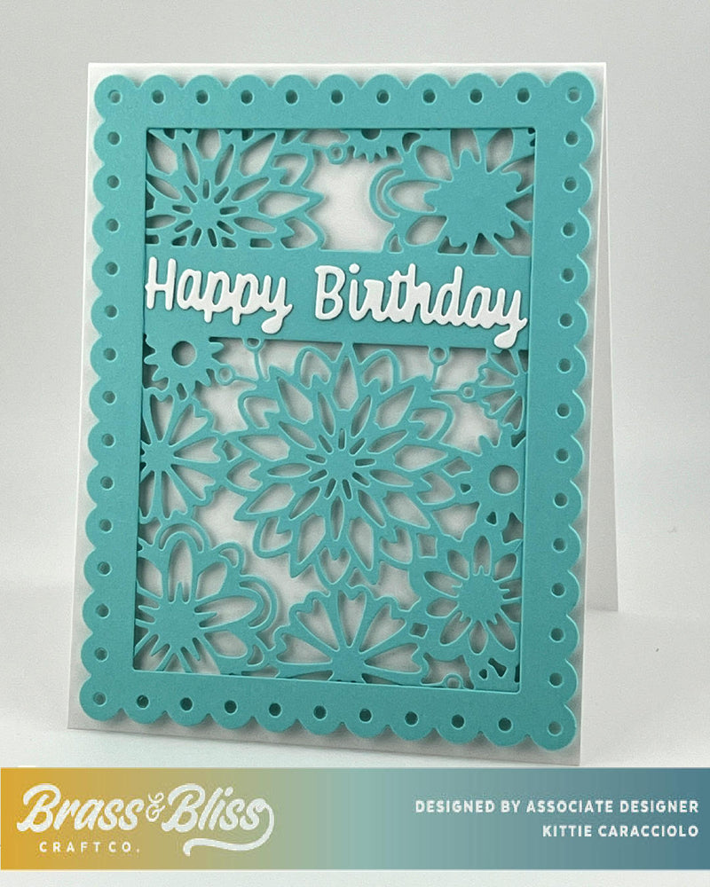 5906D Floral Layer Die w/ Happy Birthday