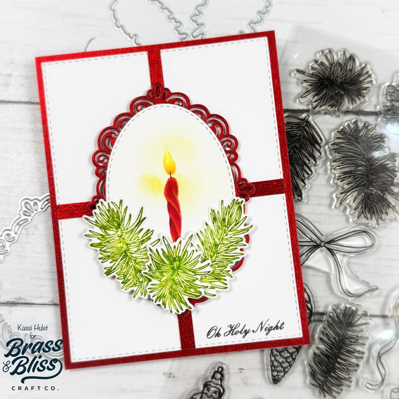 38040 Pine Bough and Ornaments - 4x8 Clear Stamp Set