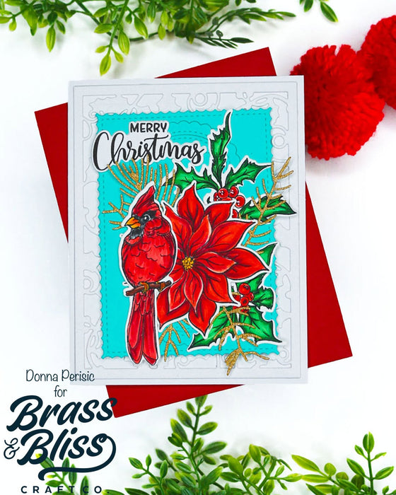 38039 Holly and Cardinals - 4x8 Clear Stamp Set