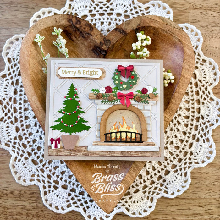 5844-02D Fireplace Christmas add on Die