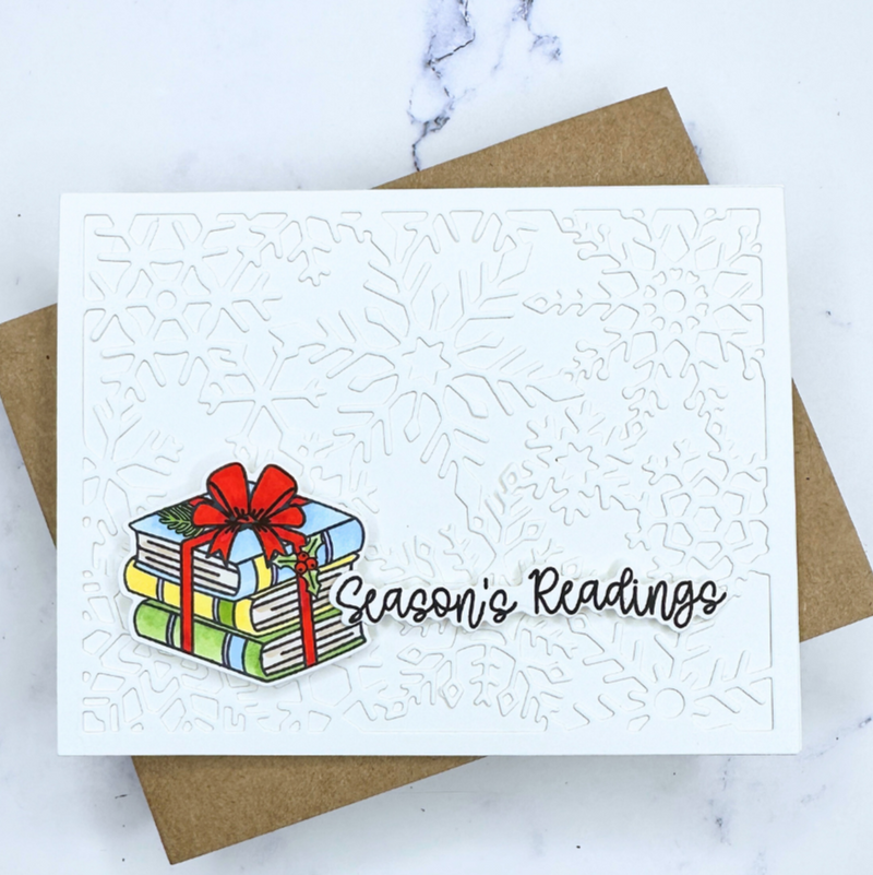 37036 Winter Stacked Books - 4x8 Stamp Set
