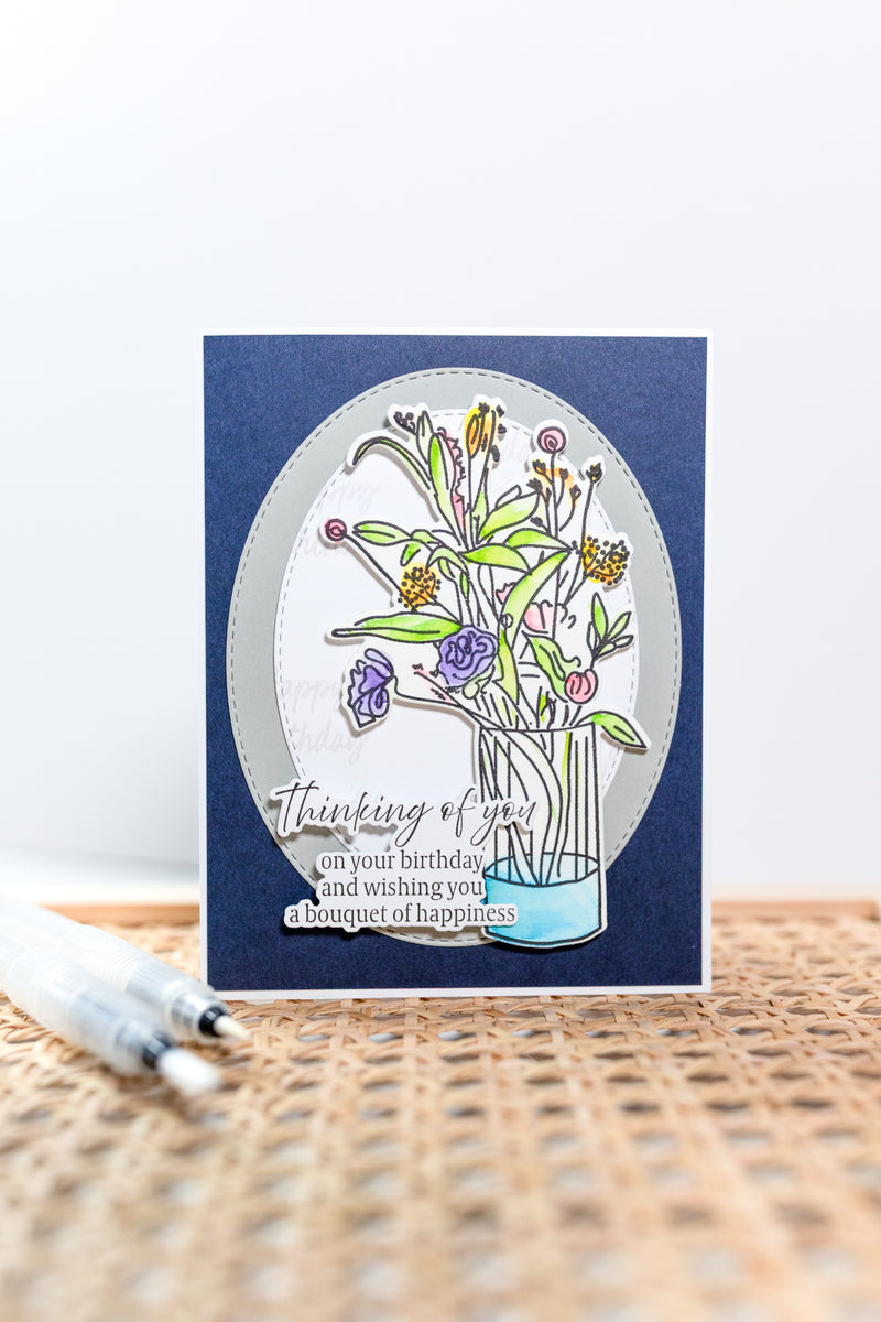 38010 Vase of Blooms - 4x6 stamp set