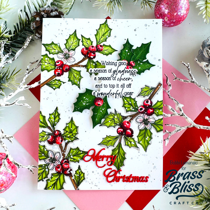 37033 Holly & Cheer - 4x6 Stamp set
