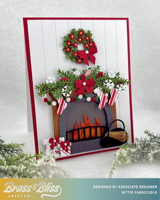 5844-02D Fireplace Christmas add on Die