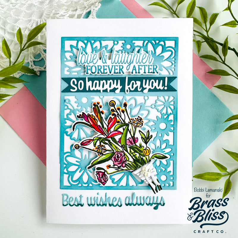 5906D Floral Layer Die w/ Happy Birthday