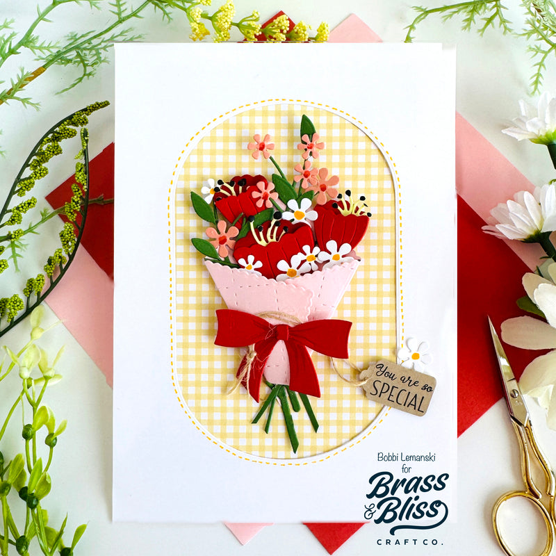 5814D Flower Wrap with Bow Die