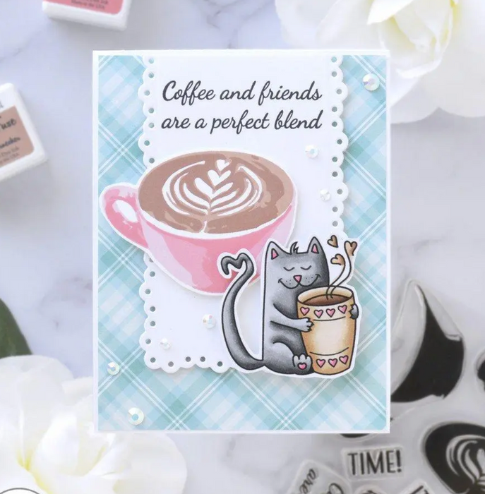 3330 Coffee Cats - 4x8 Stamp Set