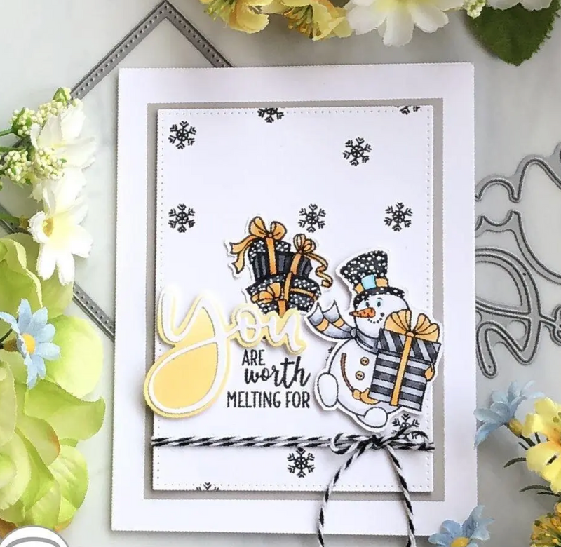 RN 3336 Snowmen with Presents - 4x8 Stamp Set