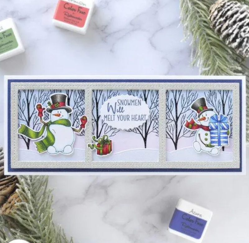 RN 3336 Snowmen with Presents - 4x8 Stamp Set