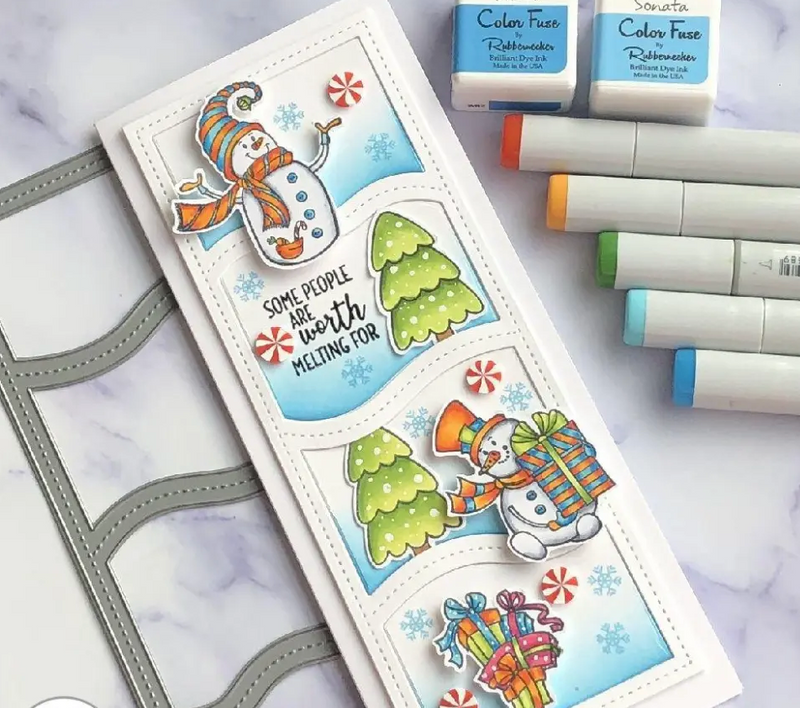 RN 3336 Snowmen with Presents - 4x8 Stamp Set