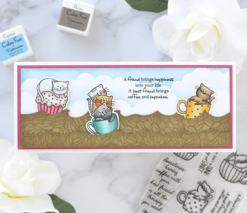 RN 3409 Cats in Coffee Cups 4x6 Stamp Set