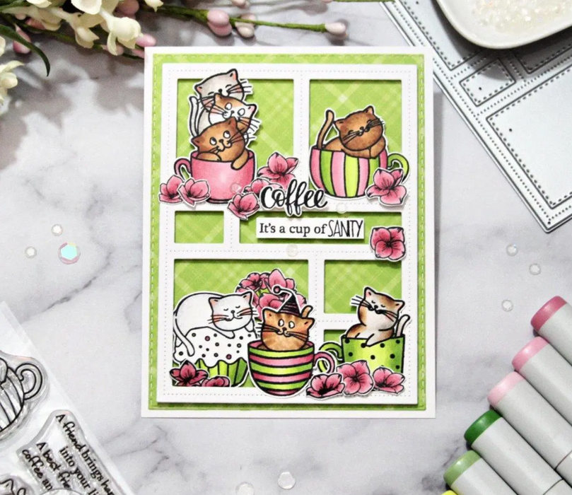 3409 Cats in Coffee Cups 4x6 Stamp Set