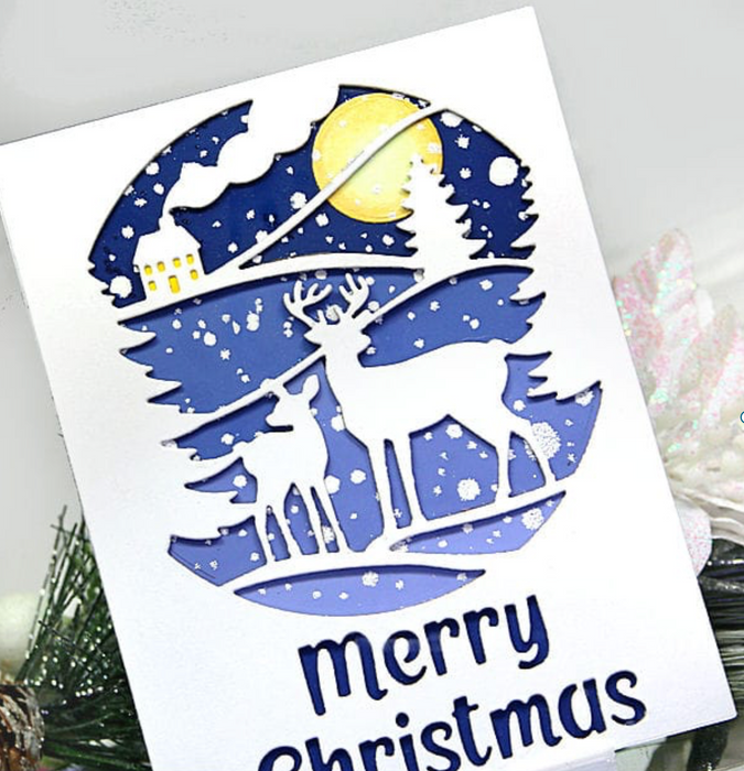 5830D Merry Christmas Deer Cover Die