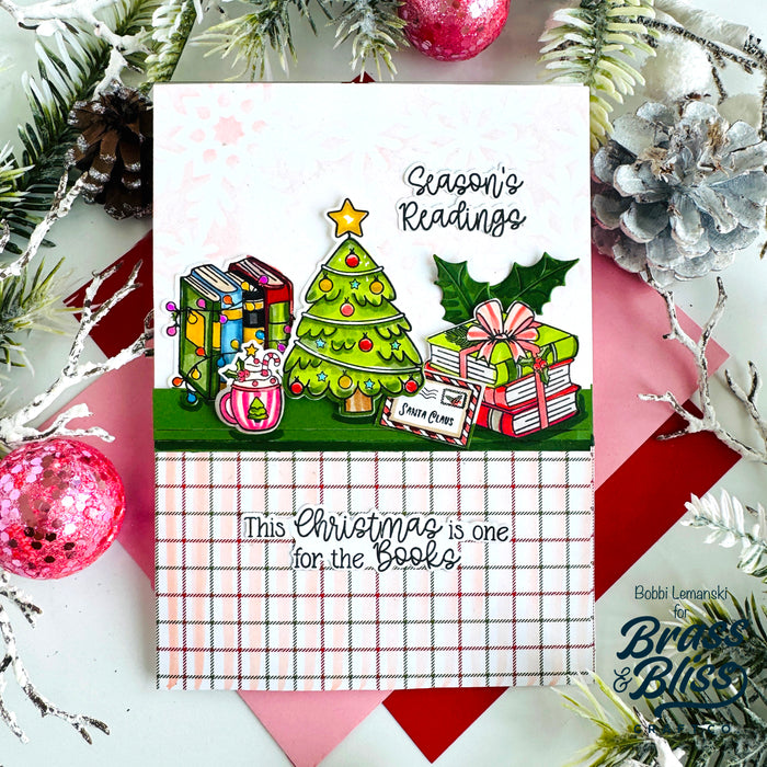 37036 Winter Stacked Books - 4x8 Stamp Set