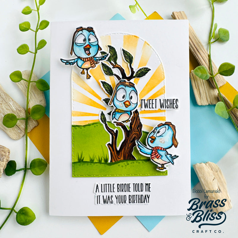 38015 Sky-High Birthday Birds - 4x8 Stamp Set