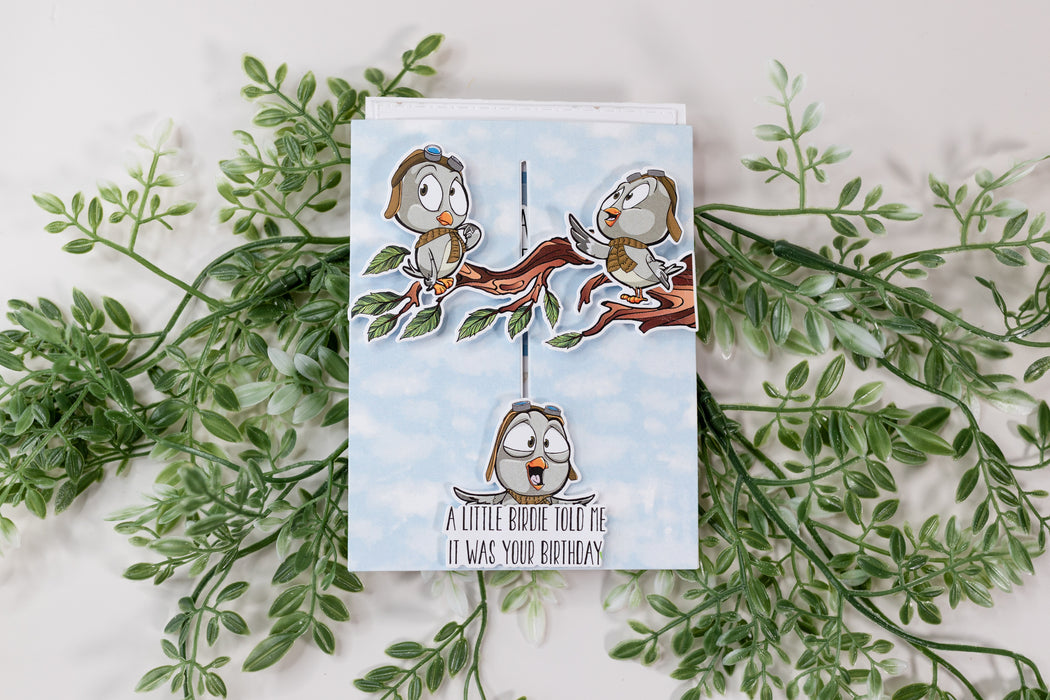 38015 Sky-High Birthday Birds - 4x8 Stamp Set