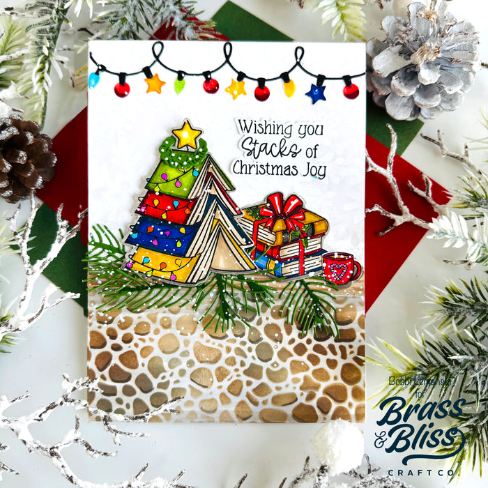 37036 Winter Stacked Books - 4x8 Stamp Set