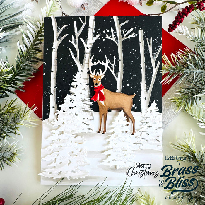 5823-02D Winter Buck with Wreath Die