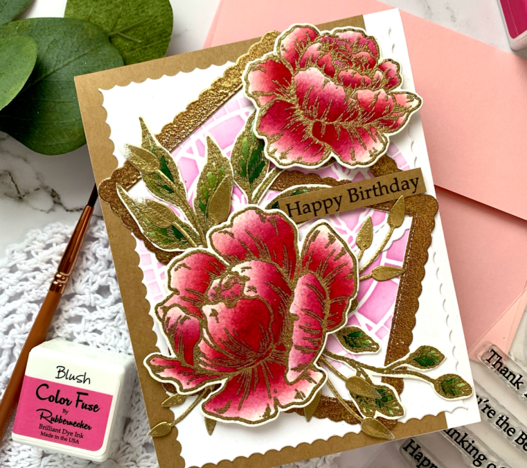 RN 3405 Poetic Peonies - 6x8 Stamp Set